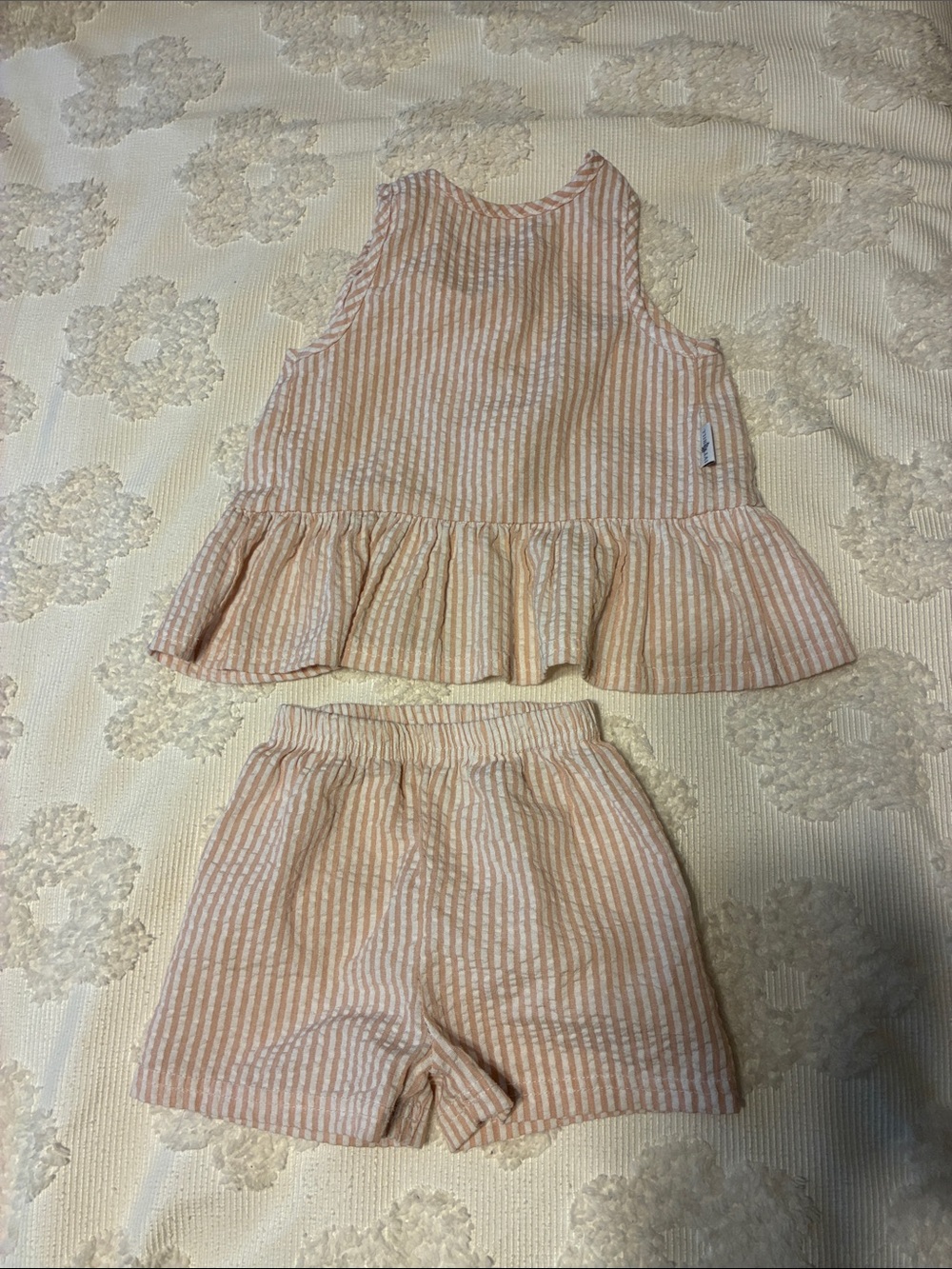 Blush striped seersucker set